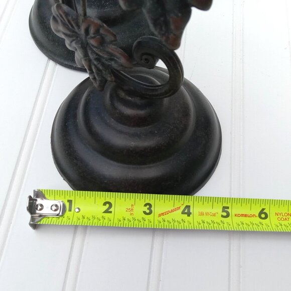 Metal Bronze Acorn Grape Leaf Candlestick Pair Pillar Candle Holder Thanksgiving - Picture 13 of 16